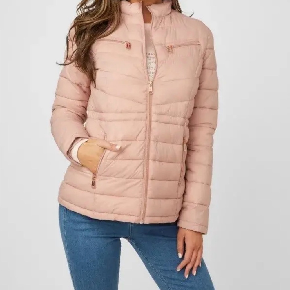 Pink guess puff jacket